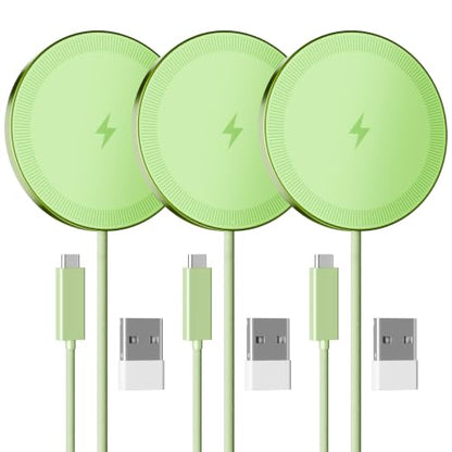 15W Magnetic Fast Charging Pad, Wireless Charger for Apple MagSafe - color: Light Green*3