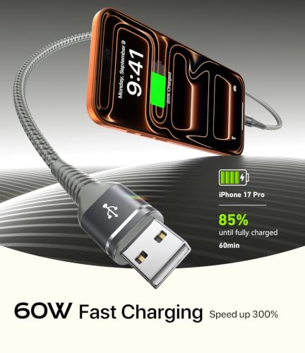 USB A to USB C Cable 3A Fast Charging 3FT, 2Pack USB to USBC Cable for - color: Grey, size: 3FT, style: 60W USB A to USB C