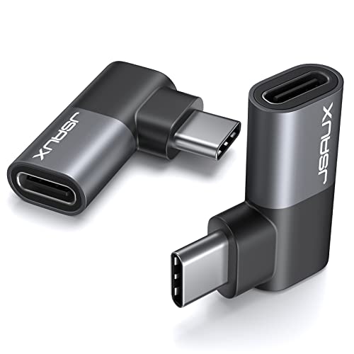 JSAUX 90 Degree USB C Male to Female Adapter 2-Pack, 100W 40Gbps - color: Grey, size: Flat Right Angle-2 Pack