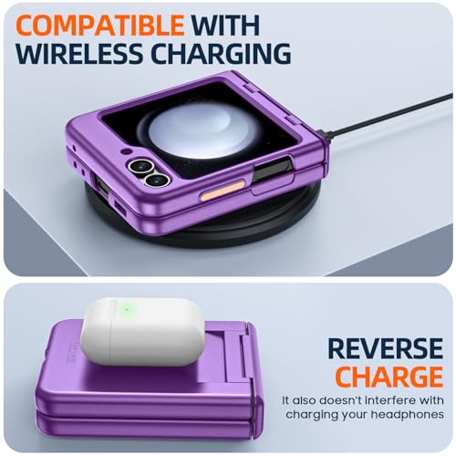 GooseBox for Samsung Galaxy Z Flip 5 Case with Screen Protection, Flip z 5 Slim HD Clearly Protective Case with Hinge Protection & Full Body Rugged Cover Ultra Thin Case for Galaxy Flip 5 (Purple) - color: Flip5-Purple