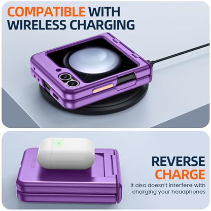 GooseBox for Samsung Galaxy Z Flip 5 Case with Screen Protection, Flip z 5 Slim HD Clearly Protective Case with Hinge Protection & Full Body Rugged Cover Ultra Thin Case for Galaxy Flip 5 (Purple) - color: Flip5-Purple
