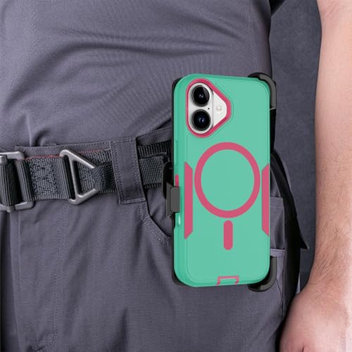Designed for iPhone 17 Case,Green Rose | Compatible with MagSafe,Double protection,Tough Durable,Detachable back clip,Dustproof,No Fading,No Yellowing,Non-Slip - color: Green Rose, size: iPhone 17 6.3”
