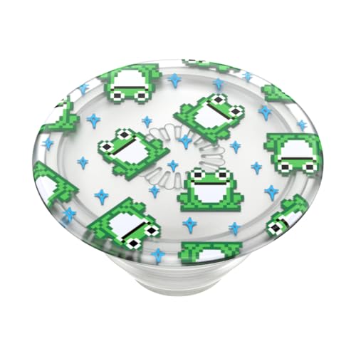 PopSockets Adhesive Phone Grip, Holder, Phone Stand, Plant-based - Translucent 8 Bit Frogs - color: 8 Bit Frogs, style: Adhesive