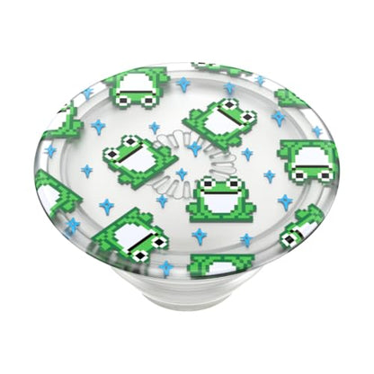 PopSockets Adhesive Phone Grip, Holder, Phone Stand, Plant-based - Translucent 8 Bit Frogs - color: 8 Bit Frogs, style: Adhesive
