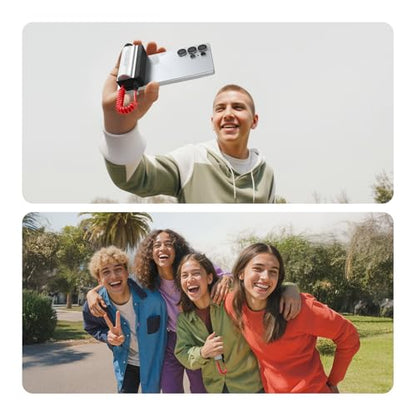 Sharge 22.5W 5000mAh Power Bank with Camera Grip, Built-in Coiled USB-C Cable, Detachable Remote, Handle Holder for iPhone & Android Smartphone