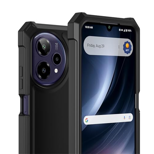 DpS for Cricket Icon Plus 2026/AT&T Verge 2 Case 3-in-1, Icon Plus 2026/Verge 2 with Screen Protector, Dual-Layer Full Body Protection,Hard PC Bumper&Silicone Back Military Grade Cover. (Black) - color: Black