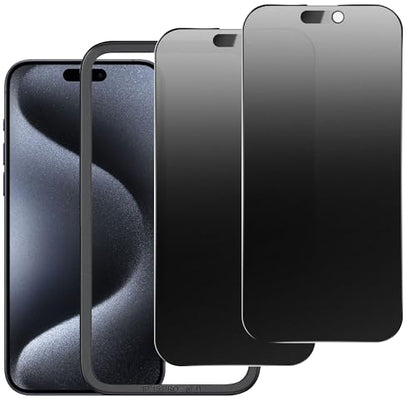 2 Pack Matte Privacy Screen Protector for iPhone 15 Pro 6.1",Anti-Glare Anti-Spy Scratch Resistant Tempered Glass Film,Smooth Responsive Touch Anti-Scratch Glass，Easy to Install - size: for iPhone 15 Pro