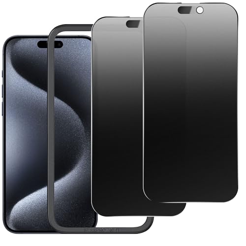 2 Pack Matte Privacy Screen Protector for iPhone 15 Pro 6.1",Anti-Glare Anti-Spy Scratch Resistant Tempered Glass Film,Smooth Responsive Touch Anti-Scratch Glass，Easy to Install - size: for iPhone 15 Pro