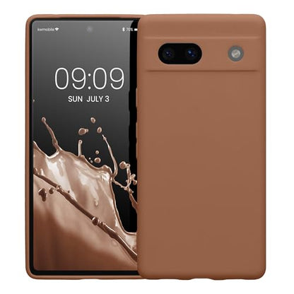 kwmobile Case Compatible with Google Pixel 7a Case - Protective Slim TPU Phone Cover - Soft Matte Finish - Mocha - color: Mocha