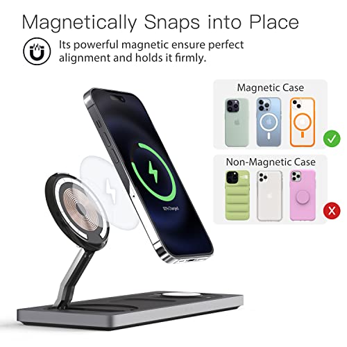 PETINO 3 in 1 Wireless Charging Station for Apple Devices with MagSafe - color: Black