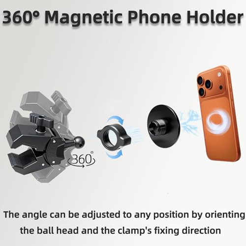 Magnetic Phone Holder Mount - N52 Strong Magnet, for Treadmill, Stroller, Spin bike, Golf Cart, Gym (Compatible with Peloton), Shopping Cart - MagSafe Compatible for MagSaf e iPhone 12-17 Series