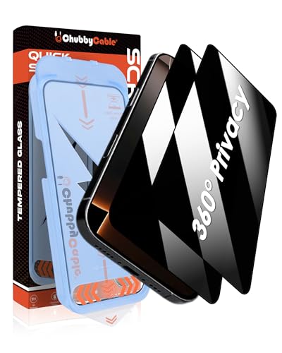 chubbycable 360 Privacy Screen Protector for iPhone 15 Pro Max, 2 Pack - size: 15 Pro Max