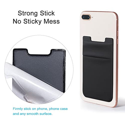 Phone Card Holder for Back of Phone, Stretchy Wallet Stick On Pocket 3Pack - color: Gray&Black