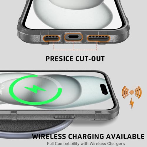 Rugged Shield 8ft Drop Proof TPU Thick Armor Tactical Protective Case Compatible with iPhone 15 Plus (6.7 inches) - City Grey - color: City Grey, size: iPhone 15 Plus