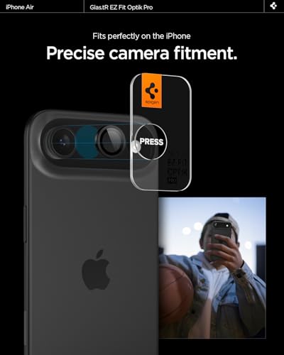 Spigen Glas.tR EZ FIT Optik Camera Lens Protector for iPhone Air - Black