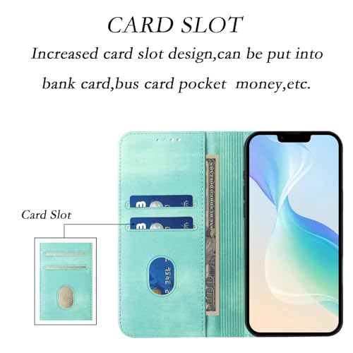 Leather Wallet Case Compatible with Galaxy A10E with RFID Blocking, Bumper Phone Cover Credit Card Slots Case Protective Shockproof Magnetic Case Wallet Compatible with Samsung Galaxy A20E/A10E - color: Mint green