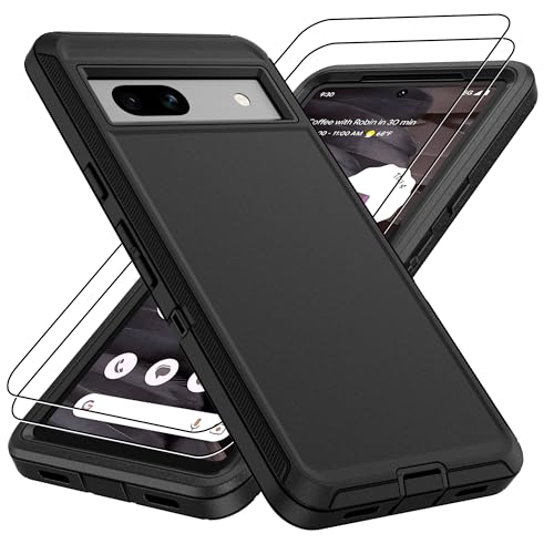 Pilaru for Google Pixel 7a Case : 14FT Military Grade Drop Protection Phone Case with 2Pc HD Screen Protector,Shockproof/Dustproof/Drop Proof Protective Case for Pixel 7a-Black - color: Black, size: Google Pixel 7a
