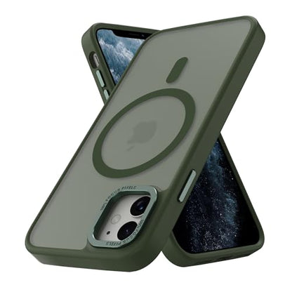 Magnetic iPhone 12/12Pro case,Compatible with Magsafe, Military-Grade Protection,Slim Translucent Matte Shockproof with Anti-Scratch Anti-Fingerprint Phone Cover (blackish green, iPhone 12/12Pro) - color: Blackish Green, size: iPhone 12/12Pro
