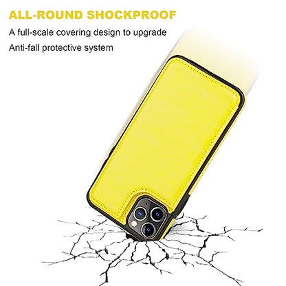 ONETOP for iPhone 11 Pro Max Wallet Case with Credit Card Holder,Yellow - color: Yellow