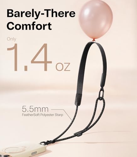 TORRAS Phone Lanyard Crossbody, Lightweight Strap with 2 Tabs, Black - color: Black