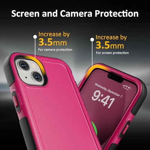 Follaroma for iPhone 13 Case, Heavy Duty Magnetic Cases, Hot Pink, 6.1" | Compatible with MagSafe, Heavy Duty Shock proof,Military-Grade Anti-Drop Protective,Dual Layer Magnetic Protection Phone Case - color: Hot Pink
