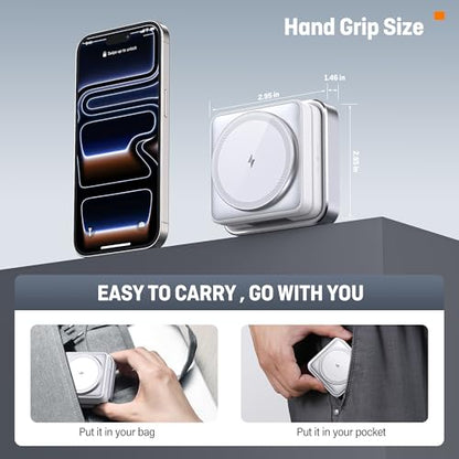 Fast 25W 3 in 1 Foldable Wireless Charging Station with Light 45W Adapter - color: WHITE