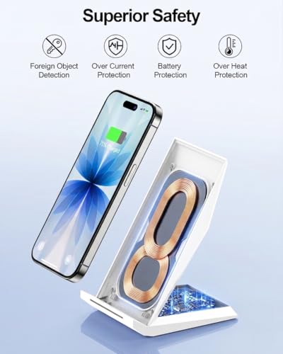 Wireless Phone Charger Stand for iPhone Samsung with 30W PD Adapter - color: White