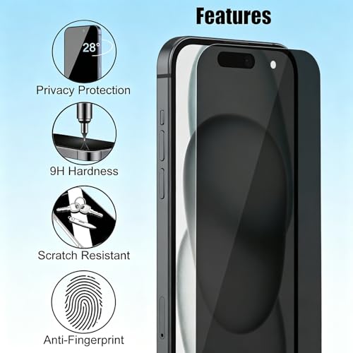 3 Pack Privacy Screen Protector For iPhone 15 (6.1")