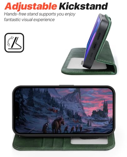 OCASE for iPhone 17e Case/iPhone 16e Detachable Wallet Case with Card Holder, 2 in 1 Pu Leather Flip Folio with RFID Blocking Stand Wrist Strap Shockproof Phone Cover 6.1 Inch 2025, Blackish Green - color: Blackish Green, size: iPhone 16e/ iPhone 17e