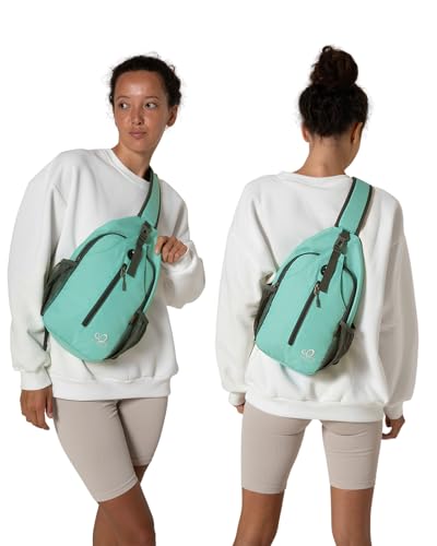 WATERFLY Crossbody Sling Backpack Sling Bag Travel Hiking Chest Bag Daypack | Small Hiking bag,Multi-compartment storage,Water-resistant,Breathable back pad,Reversible adjustable shoulder strap - color: N - Mint Green