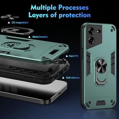 Compatible for Tecno Pova 5 Case,Built-in Stand Shockproof and Drop-Proof Compatible with Tecno Pova 5 LH7n Phone Case Cover Green - color: HY-GZS-green, size: Tecno Pova 5