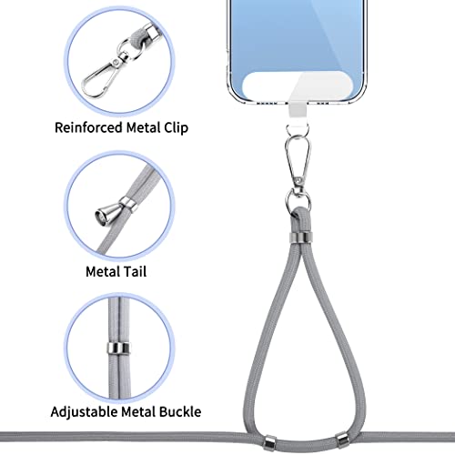 CACOE Phone Lanyard, Gray, 2 Pcs - color: Gray, size: 30"（Neck Strap×1）+8"（Wrist Strap×1）