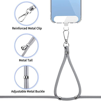 CACOE Phone Lanyard, Gray, 2 Pcs - color: Gray, size: 30"（Neck Strap×1）+8"（Wrist Strap×1）