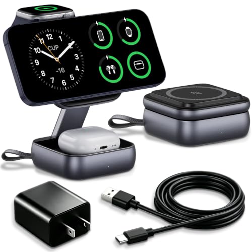 Wireless Charging Station for Apple Devices,Magnetic Travel Charger