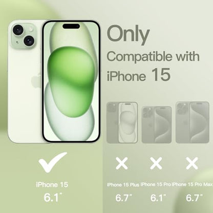 JETech Silicone Case for iPhone 15, Green | Silky Soft Touch, Shockproof Protection, Scratch Resistant, Microfiber Lining - color: Green, size: iPhone 15