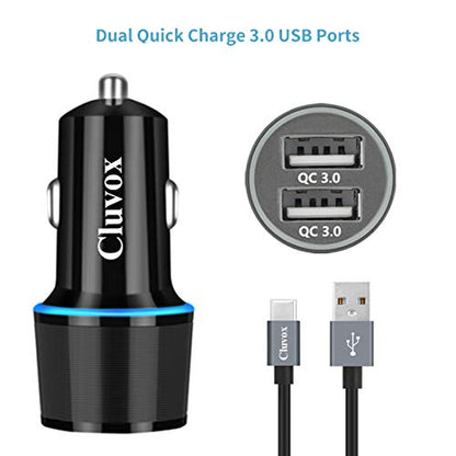 36W Fast USB Car Charger for Samsung A57/A56/A55/A37/A17/A16/A36 Android - color: Black
