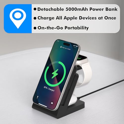 TRAVEL DEPOT 4 in 1 Charging Station for Apple Devices, Portable Wireless Charging Station Magnetic for MagSafe Charger Travel for iPhone 16/15/14/13 Apple Watch AirPods