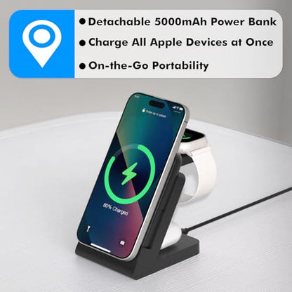 TRAVEL DEPOT 4 in 1 Charging Station for Apple Devices, Portable Wireless Charging Station Magnetic for MagSafe Charger Travel for iPhone 16/15/14/13 Apple Watch AirPods