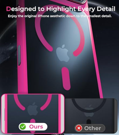 Magnetic for iPhone 17 Pro Max Case with Integrated Camera Protection, [Seamless Work with Magsafe] [Military Grade Shockproof] [Covered Camera Control Button] for iPhone 17 Pro Max 6.9'', Hot Pink - color: Hot Pink