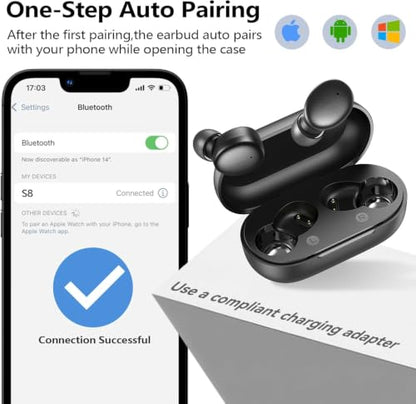 kurdene Wireless Earbuds Bluetooth 5.3 Light Weight in Ear Headphones - color: Black