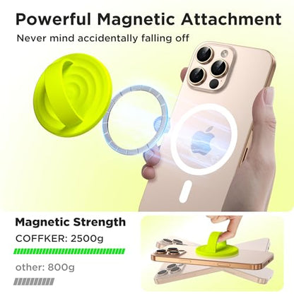 Magnetic Phone Grip for MagSafe, Silicone Ring Grip, Neon Yellow - color: Neon Yellow