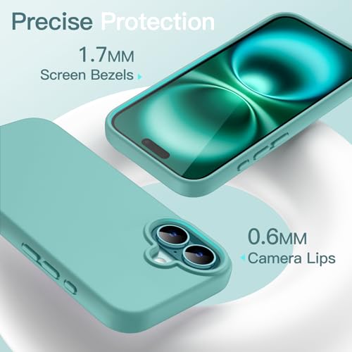 JETech Silicone Case for iPhone 16, Teal | Silky Soft Touch, Shockproof Protection, Scratch Resistant, Microfiber Lining - color: Teal, size: iPhone 16