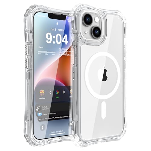 WRJ Magnetic Clear for iPhone 13 Case,iPhone 14 Case,[Compatible with MagSafe][Military Grade Drop Protection] Transparent Full Body Shockproof Protective Phone Case-Clear - color: Clear, style: Transparent