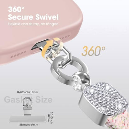 Elastic Phone Lanyard with Phone Tabs, Stretchy Braided Cellphone Wrist Strap and Keys Keychain - color: Bling Pink