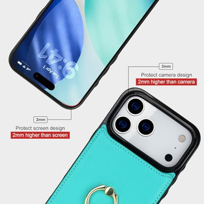 Folosu for iPhone 17 Pro Max Case Wallet, Finger Ring Holder Cover Green - color: Mint Green