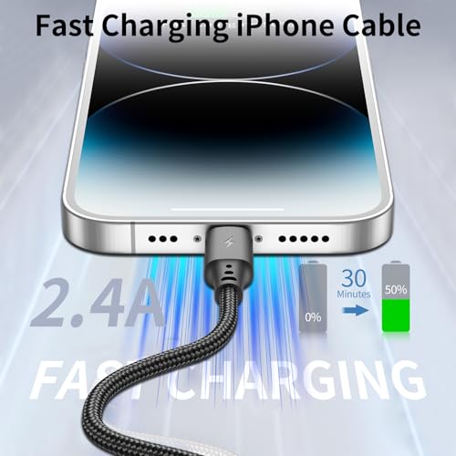 1.5FT USB A to Lightning Cable, 3Pack iPhone Charger Cord for iPhone 14/13 - size: 1.5FT