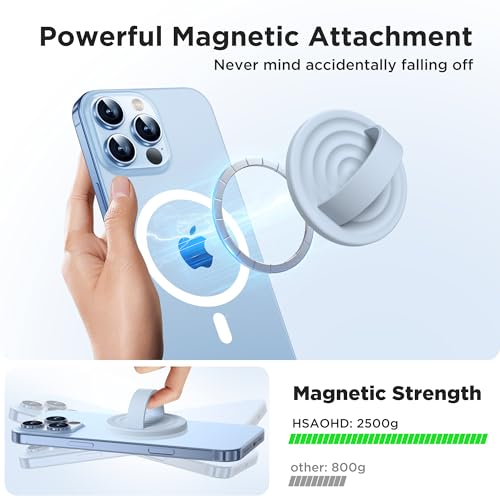 Upgraded Magnetic Phone Grip, Liquid Silicone Soft and Portable, Removable Finger Loop Ring Grip Holder for iPhone, Strong Magnetic Attraction, Compatible with MagSafe Phone Case, Baby Blue - color: Baby Blue