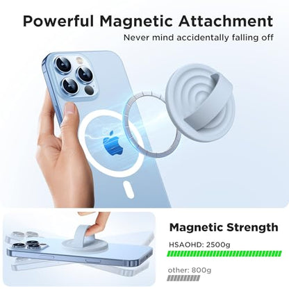 Upgraded Magnetic Phone Grip, Liquid Silicone Soft and Portable, Removable Finger Loop Ring Grip Holder for iPhone, Strong Magnetic Attraction, Compatible with MagSafe Phone Case, Baby Blue - color: Baby Blue