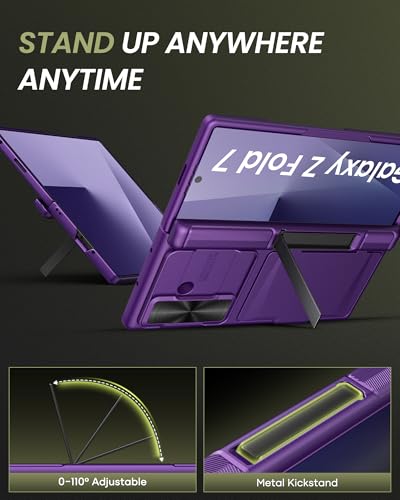 for Samsung Galaxy Z Fold 7 Case, Card Holder & Stand, Dark Purple - color: Dark Purple-Z