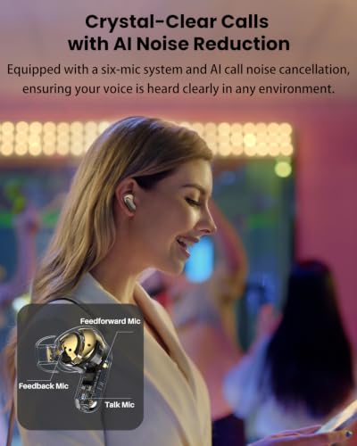 TOZO NC20 Pro Active Noise Cancelling Wireless Earbuds, Smart LCD Screen - color: Titanium Gold